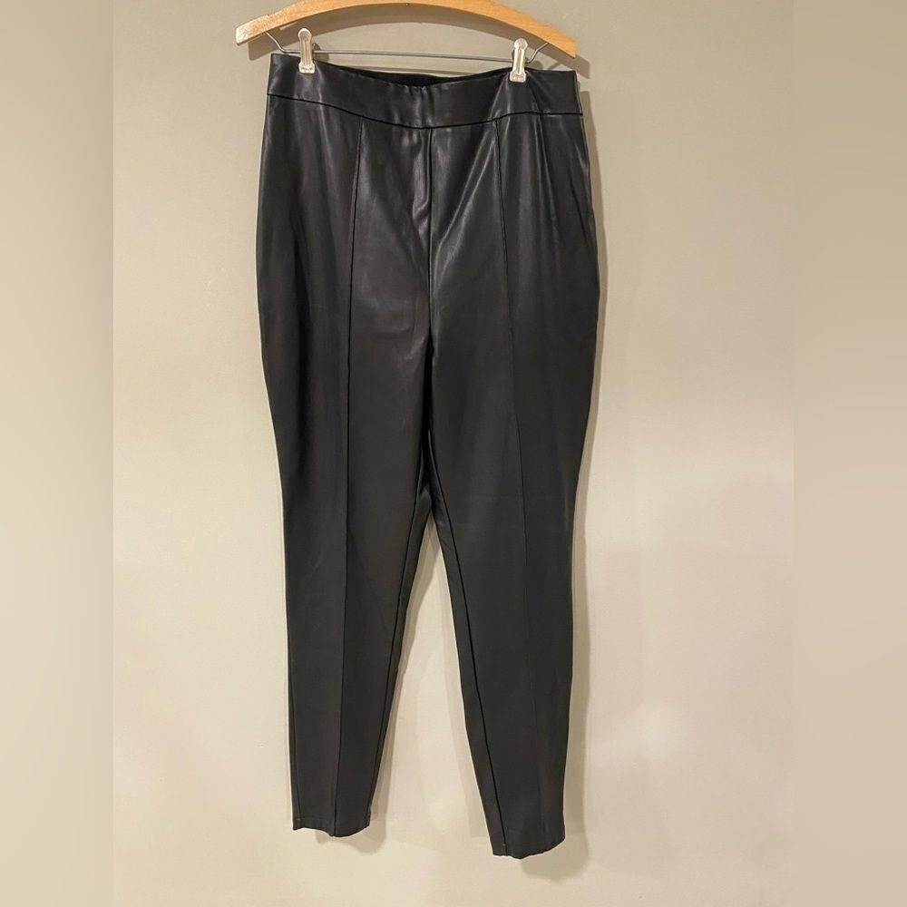 Asos Design Size 12 Tall High-waisted Faux Leather Pants